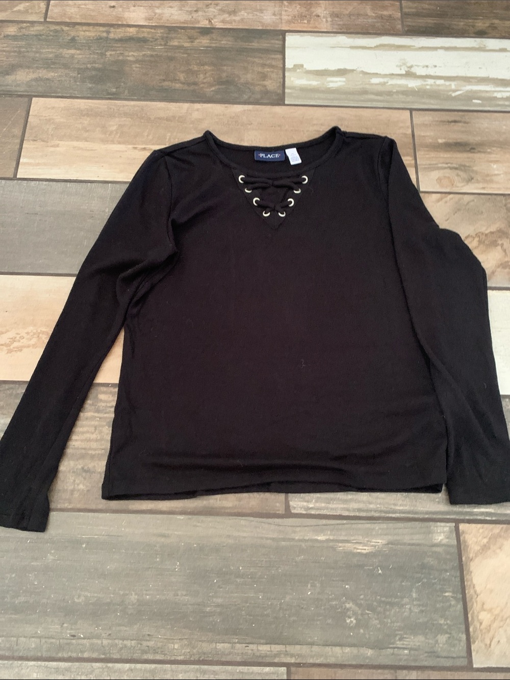 The Children's Place Black Lace-Up Long Sleeve Tee